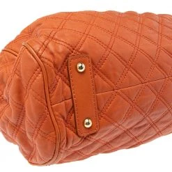 Marc Jacobs Orange Quilted Leather Stam Satchel For Women -Cheap Marc Jacobs Store luxury women marc jacobs used handbags p577242 009
