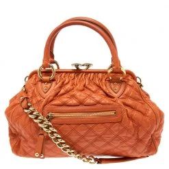 Marc Jacobs Orange Quilted Leather Stam Satchel For Women