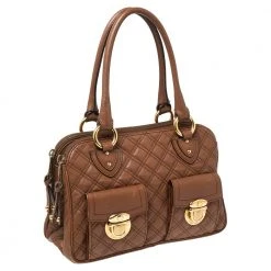 Marc Jacobs Brown Quilted Leather Classic Blake Bag For Women -Cheap Marc Jacobs Store luxury women marc jacobs used handbags p591609 010