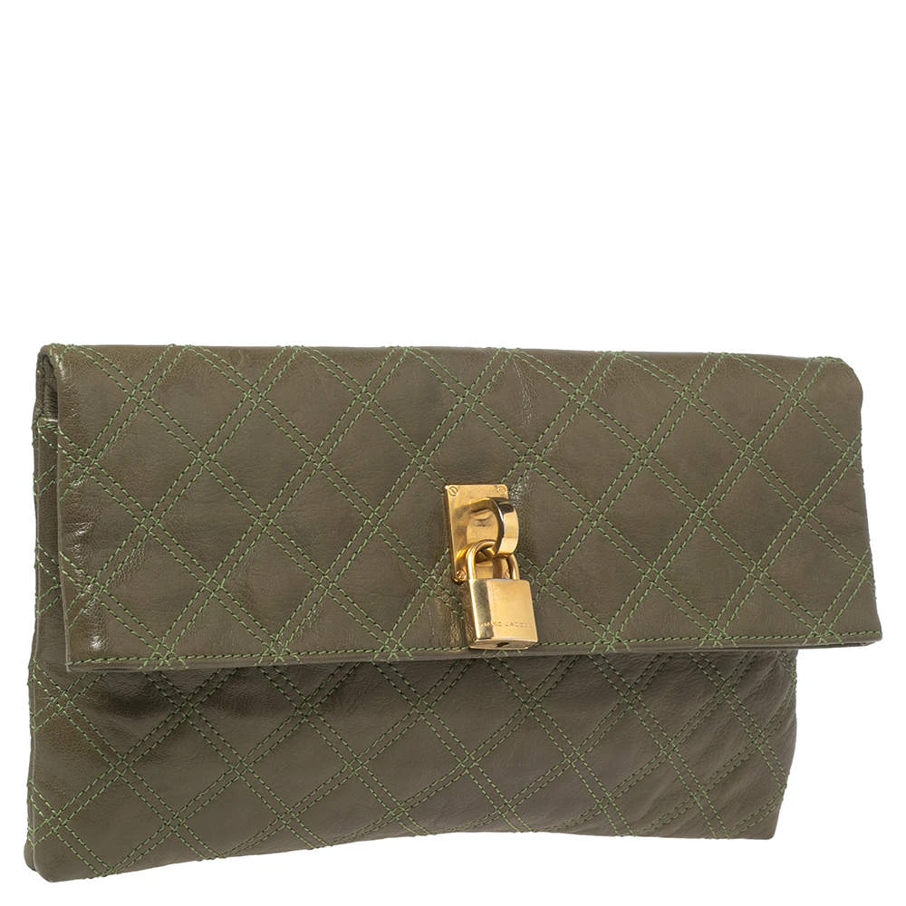 Marc Jacobs Olive Green Quilted Leather Eugenie Clutch For Women 3 Marc Jacobs Olive Green Quilted Leather Eugenie Clutch For Women - Image 3