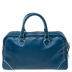 Marc Jacobs Blue Leather The Venetia Bowler Bag For Women -Cheap Marc Jacobs Store luxury women marc jacobs used handbags p601597 007