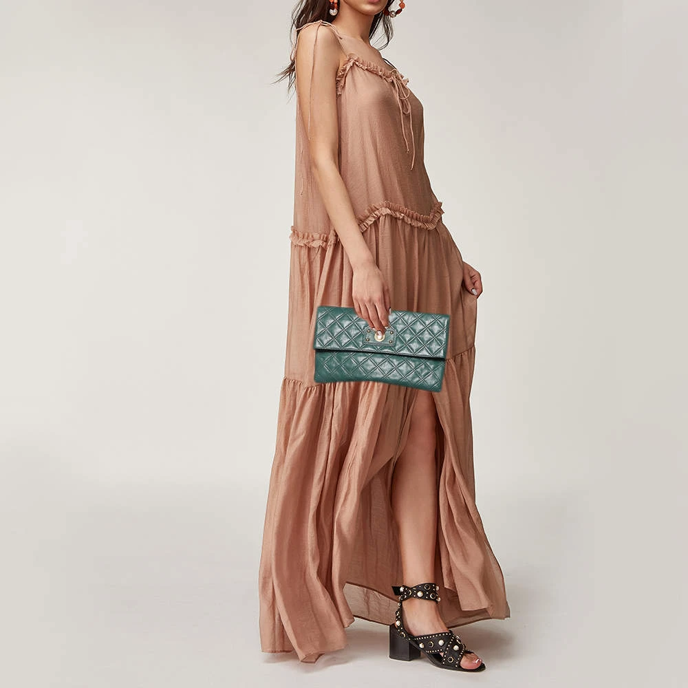 Marc Jacobs Green Quilted Leather Eugenie Clutch For Women 2 Marc Jacobs Green Quilted Leather Eugenie Clutch For Women - Image 2