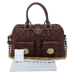 Marc Jacobs Burgundy Quilted Leather Venetia Satchel For Women -Cheap Marc Jacobs Store luxury women marc jacobs used handbags p60454 0015