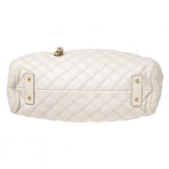Marc Jacobs Ivory Quilted Leather Stam Satchel For Women -Cheap Marc Jacobs Store luxury women marc jacobs used handbags p606865 011