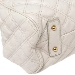 Marc Jacobs Ivory Quilted Leather Stam Satchel For Women -Cheap Marc Jacobs Store luxury women marc jacobs used handbags p606865 012