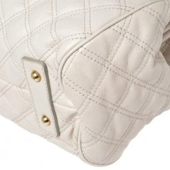 Marc Jacobs Ivory Quilted Leather Stam Satchel For Women -Cheap Marc Jacobs Store luxury women marc jacobs used handbags p606865 013