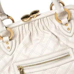 Marc Jacobs Ivory Quilted Leather Stam Satchel For Women -Cheap Marc Jacobs Store luxury women marc jacobs used handbags p606865 014