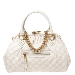 Marc Jacobs Ivory Quilted Leather Stam Satchel For Women
