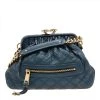 Marc Jacobs Metallic Blue Quilted Leather Little Stam Shoulder Bag For Women