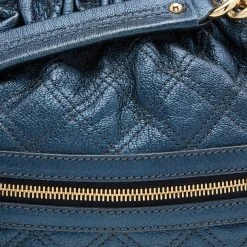 Marc Jacobs Metallic Blue Quilted Leather Little Stam Shoulder Bag For Women -Cheap Marc Jacobs Store luxury women marc jacobs used handbags p608896 004