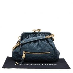Marc Jacobs Metallic Blue Quilted Leather Little Stam Shoulder Bag For Women -Cheap Marc Jacobs Store luxury women marc jacobs used handbags p608896 006