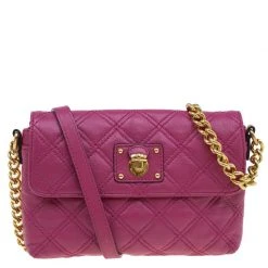 Marc Jacobs Pink Quilted Leather Small Single Shoulder Bag For Women