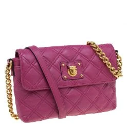Marc Jacobs Pink Quilted Leather Small Single Shoulder Bag For Women -Cheap Marc Jacobs Store luxury women marc jacobs used handbags p60965 003
