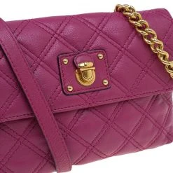 Marc Jacobs Pink Quilted Leather Small Single Shoulder Bag For Women -Cheap Marc Jacobs Store luxury women marc jacobs used handbags p60965 007