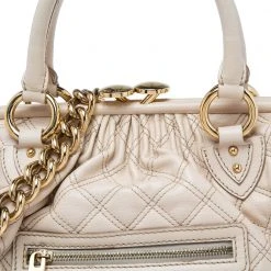 Marc Jacobs Off White Quilted Leather Stam Satchel For Women -Cheap Marc Jacobs Store luxury women marc jacobs used handbags p613416 010
