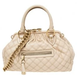 Marc Jacobs Off White Quilted Leather Stam Satchel For Women