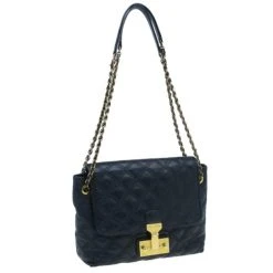Marc Jacobs Black Leather Baroque Shoulder Bag For Women -Cheap Marc Jacobs Store luxury women marc jacobs used handbags p6139 003
