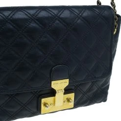 Marc Jacobs Black Leather Baroque Shoulder Bag For Women -Cheap Marc Jacobs Store luxury women marc jacobs used handbags p6139 008