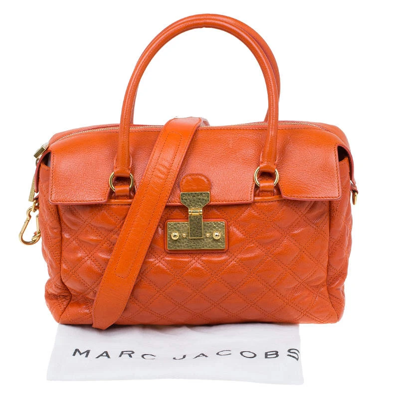 Marc Jacobs Orange Quilted Leather Rudi Satchel For Women 16 Marc Jacobs Orange Quilted Leather Rudi Satchel For Women - Image 16