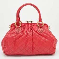 Marc Jacobs Red Quilted Leather Stam Satchel For Women -Cheap Marc Jacobs Store luxury women marc jacobs used handbags p619470 1650518647 003