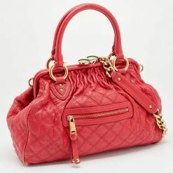 Marc Jacobs Red Quilted Leather Stam Satchel For Women -Cheap Marc Jacobs Store luxury women marc jacobs used handbags p619470 1650518651 004