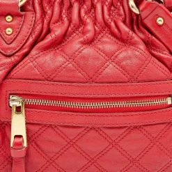 Marc Jacobs Red Quilted Leather Stam Satchel For Women -Cheap Marc Jacobs Store luxury women marc jacobs used handbags p619470 1650518661 006