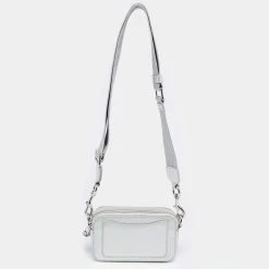 Marc Jacobs Silver Leather Snapshot Camera Crossbody Bag For Women -Cheap Marc Jacobs Store luxury women marc jacobs used handbags p621231 009