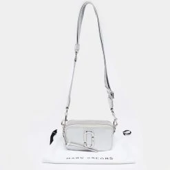Marc Jacobs Silver Leather Snapshot Camera Crossbody Bag For Women -Cheap Marc Jacobs Store luxury women marc jacobs used handbags p621231 010