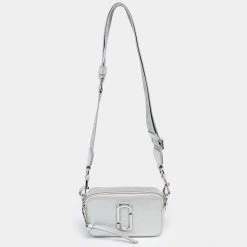 Marc Jacobs Silver Leather Snapshot Camera Crossbody Bag For Women