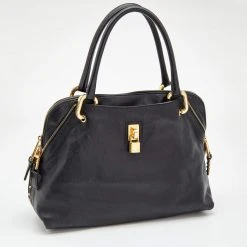 Marc Jacobs Black Leather Paradise Rio Satchel For Women -Cheap Marc Jacobs Store luxury women marc jacobs used handbags p622826 003