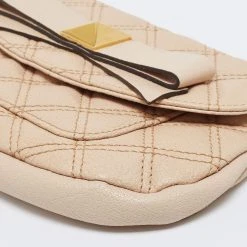 Marc Jacobs Beige Quilted Leather Bow Clutch For Women -Cheap Marc Jacobs Store luxury women marc jacobs used handbags p623033 005