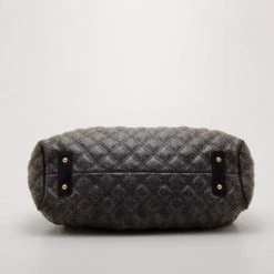 Marc Jacobs Dark Grey Quilted Stam With Ostrich Trim For Women -Cheap Marc Jacobs Store luxury women marc jacobs used handbags p62832 0005
