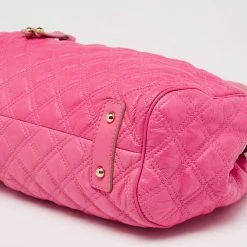 Marc Jacobs Pink Quilted Leather Stam Satchel For Women -Cheap Marc Jacobs Store luxury women marc jacobs used handbags p629623 001