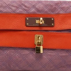 Marc Jacobs Purple Quilted Leather Lock Clutch For Women -Cheap Marc Jacobs Store luxury women marc jacobs used handbags p630357 008