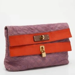 Marc Jacobs Purple Quilted Leather Lock Clutch For Women -Cheap Marc Jacobs Store luxury women marc jacobs used handbags p630357 010