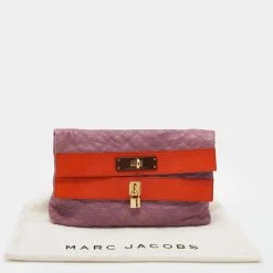Marc Jacobs Purple Quilted Leather Lock Clutch For Women -Cheap Marc Jacobs Store luxury women marc jacobs used handbags p630357 012