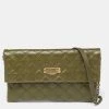 Marc Jacobs Olive Green Quilted Leather Eugenie Chain Clutch For Women