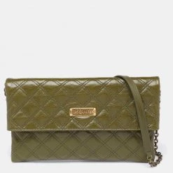 Marc Jacobs Olive Green Quilted Leather Eugenie Chain Clutch For Women