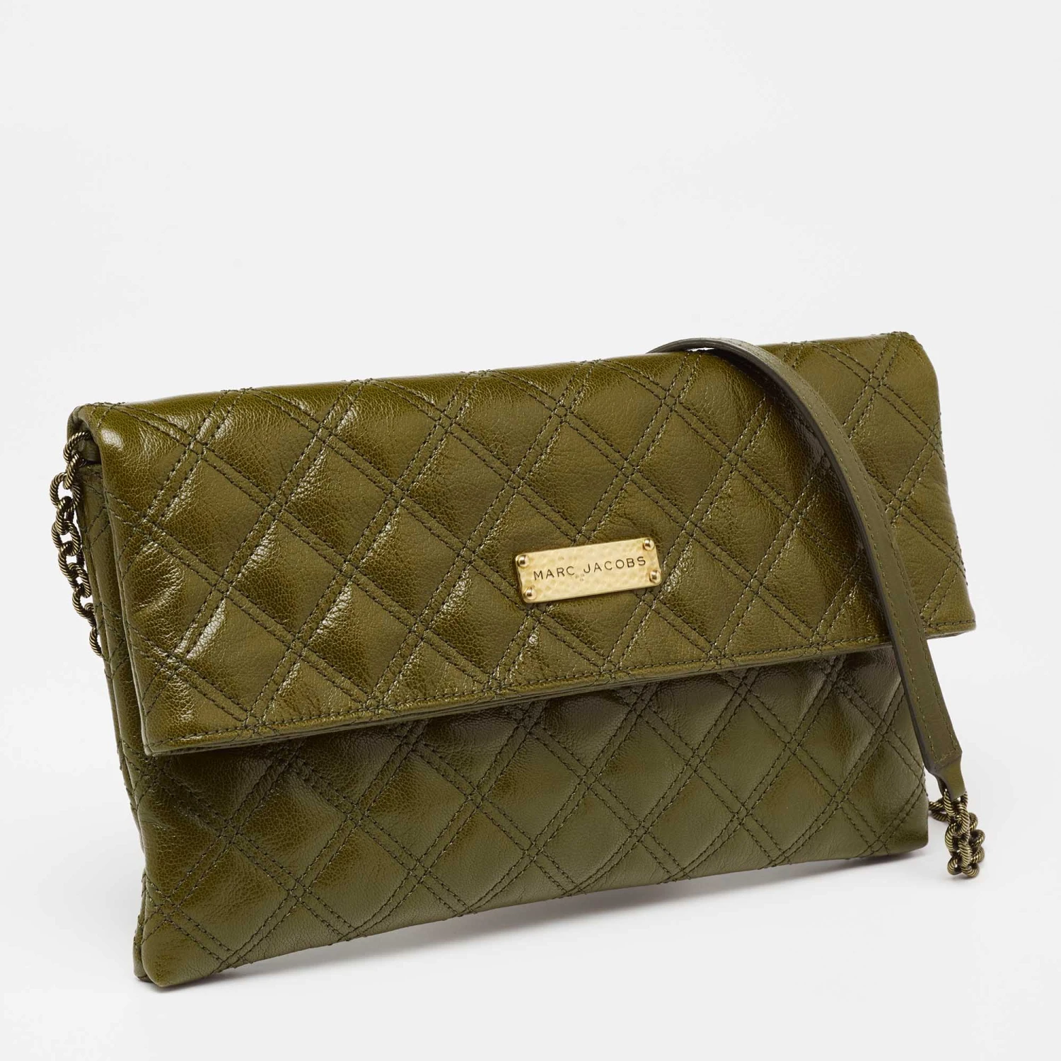 Marc Jacobs Olive Green Quilted Leather Eugenie Chain Clutch For Women 4 Marc Jacobs Olive Green Quilted Leather Eugenie Chain Clutch For Women - Image 4