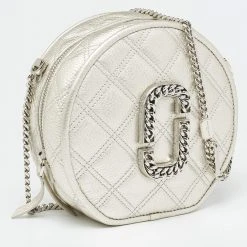 Marc Jacobs Silver Quilted Leather Christy Chain Shoulder Bag For Women -Cheap Marc Jacobs Store luxury women marc jacobs used handbags p631701 010