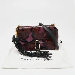 Marc Jacobs Burgundy Leather And Snakeskin Embossed Leather J Patchwork Shoulder Bag For Women -Cheap Marc Jacobs Store luxury women marc jacobs used handbags p634287 001