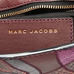 Marc Jacobs Burgundy Leather And Snakeskin Embossed Leather J Patchwork Shoulder Bag For Women -Cheap Marc Jacobs Store luxury women marc jacobs used handbags p634287 002