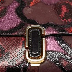 Marc Jacobs Burgundy Leather And Snakeskin Embossed Leather J Patchwork Shoulder Bag For Women -Cheap Marc Jacobs Store luxury women marc jacobs used handbags p634287 005