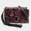 Marc Jacobs Burgundy Leather And Snakeskin Embossed Leather J Patchwork Shoulder Bag For Women