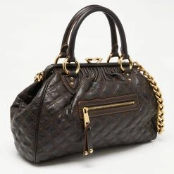Marc Jacobs Dark Choco Brown Quilted Leather Stam Satchel For Women 14 Marc Jacobs Dark Choco Brown Quilted Leather Stam Satchel For Women -Cheap Marc Jacobs Store luxury women marc jacobs used handbags p635439 006