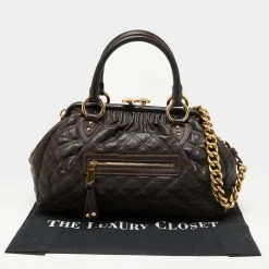 Marc Jacobs Dark Choco Brown Quilted Leather Stam Satchel For Women 21 Marc Jacobs Dark Choco Brown Quilted Leather Stam Satchel For Women -Cheap Marc Jacobs Store luxury women marc jacobs used handbags p635439 007