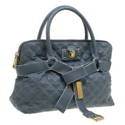 Marc Jacobs Grey Quilted Leather Bruna Belted Tote For Women -Cheap Marc Jacobs Store luxury women marc jacobs used handbags p64036 0003