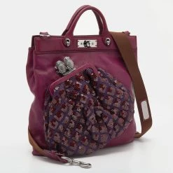 Marc Jacobs Purple Leather Robert Duffy Bag On Bag Tote For Women -Cheap Marc Jacobs Store luxury women marc jacobs used handbags p641347 005
