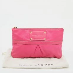 Marc Jacobs Pink Leather Top Zip Clutch For Women -Cheap Marc Jacobs Store luxury women marc jacobs used handbags p641748 008