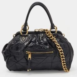 Marc Jacobs Black Quilted Leather Stam Satchel For Women